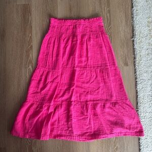 GAP Cotton Gauze Smocked Waist Tiered Midi Skirt Size S